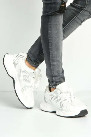 Nina Patterned Chunky Sole Trainers in White